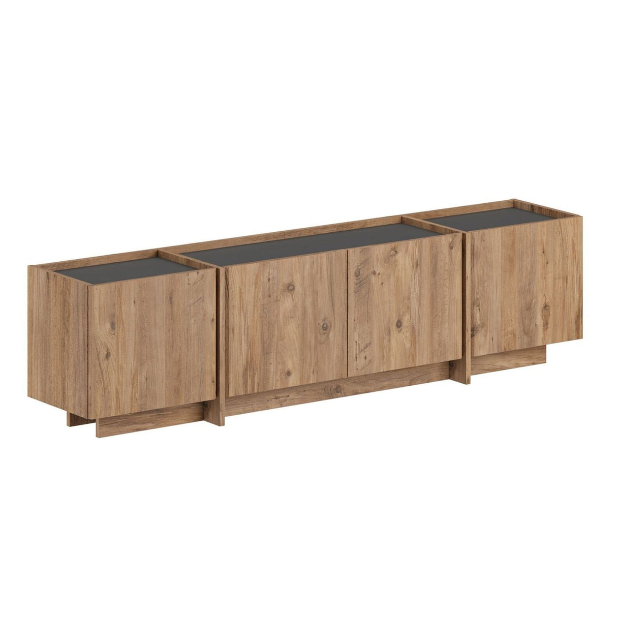 Lowen TV-Schrank in Eichenoptik 180 cm, Atlantische Kiefer und anthrazitfarbenes Melaminholz