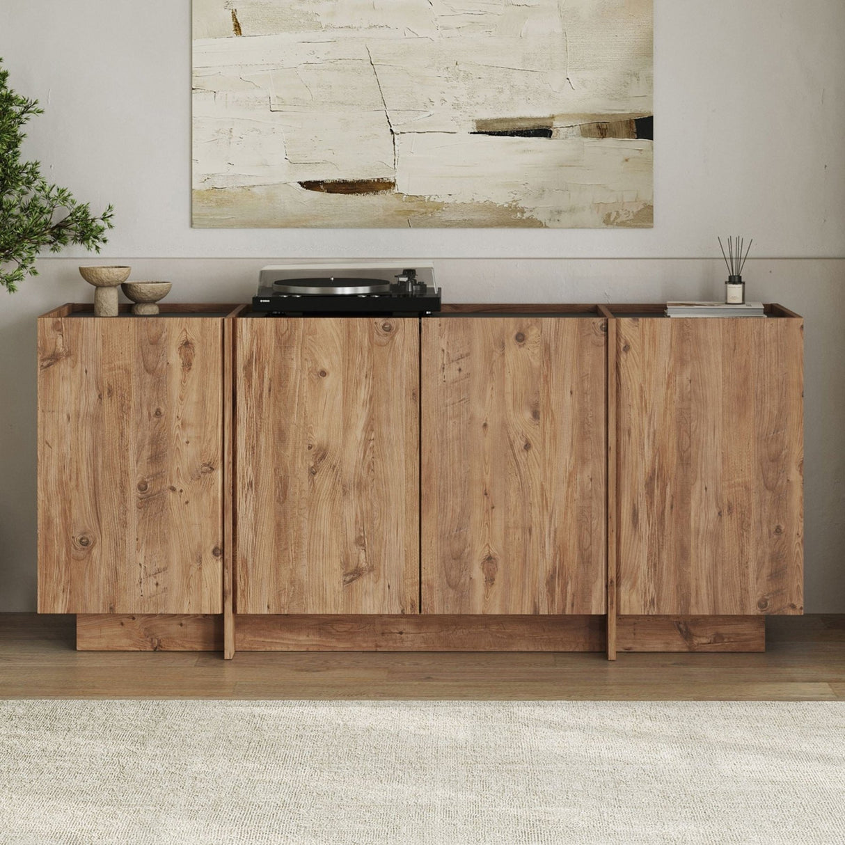 Dorma Beistelltisch in Eichenoptik 180 cm, Atlantische Kiefer und anthrazitfarbenes, melaminbeschichtetes Holz