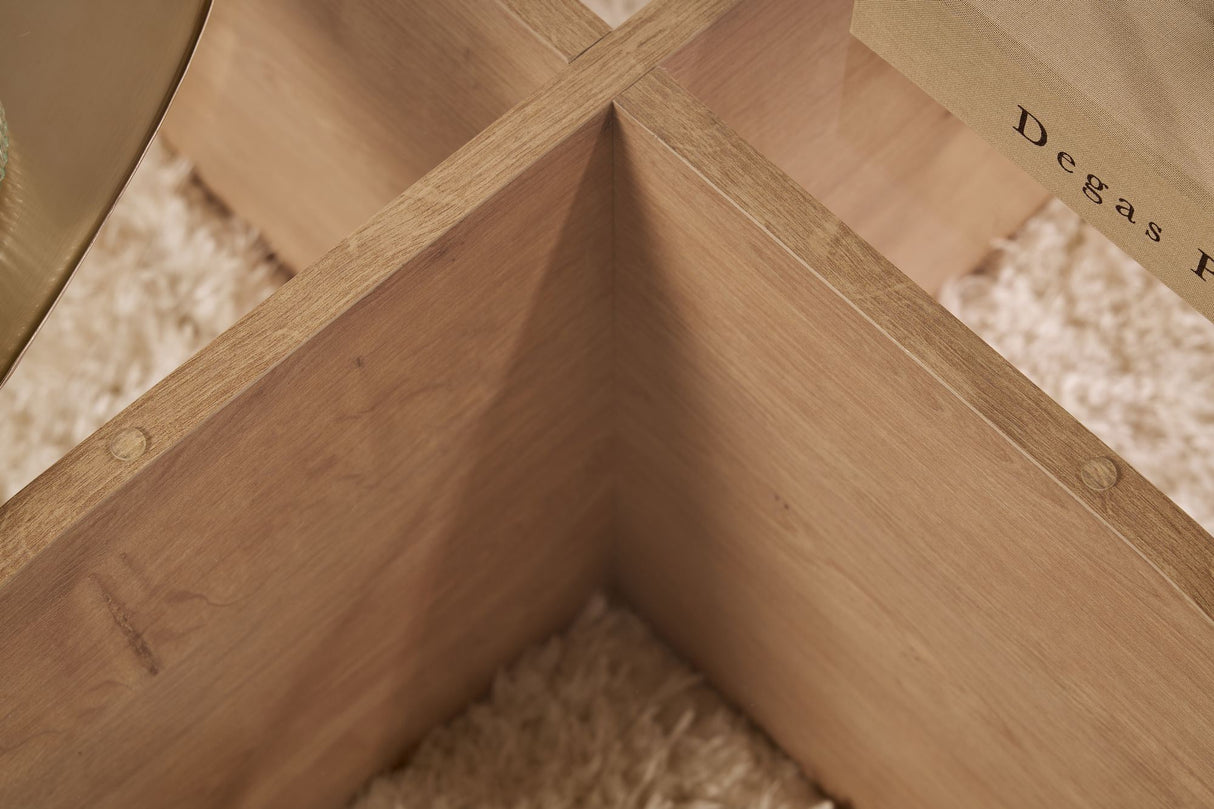 Couchtisch Aris Rund 75 cm Glas - Melamin Eichenholz