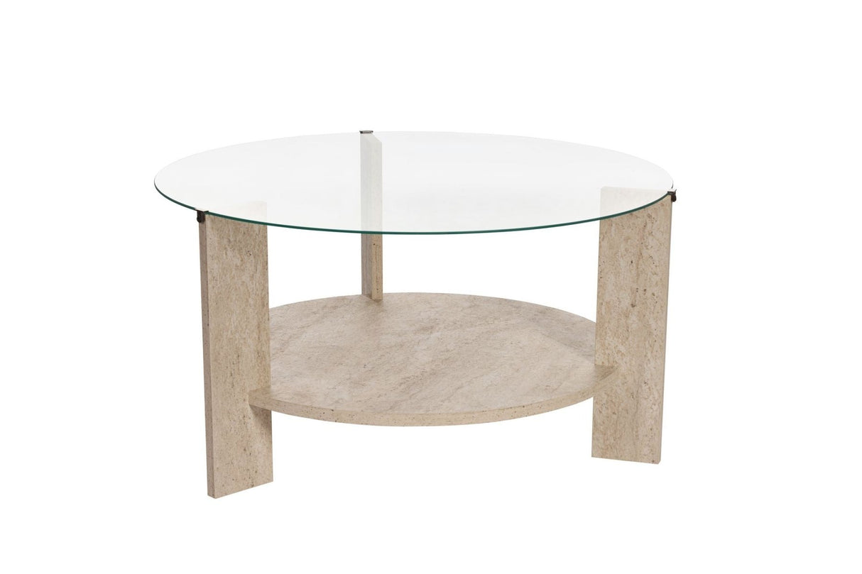 Cairo Salontafel Rond Ø75 cm Travertine - Glas 75x75x40 cm