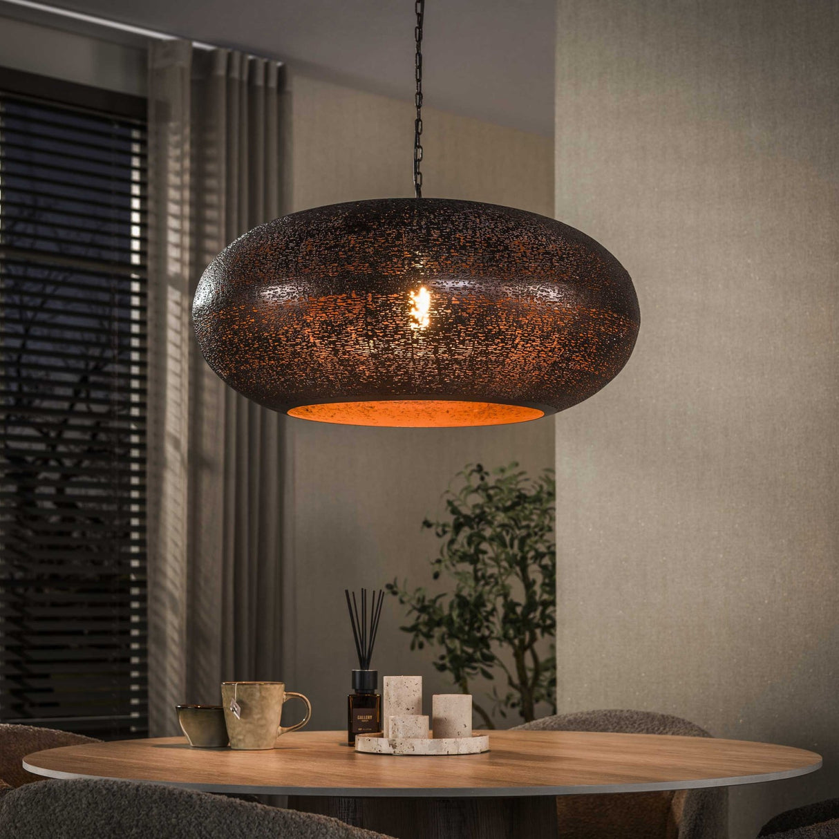 Hanglamp 1-lichts antiek koper Chase Ø68 cm