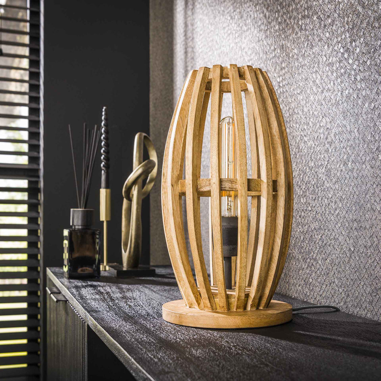 Tischlampe Jalou Mangoholz