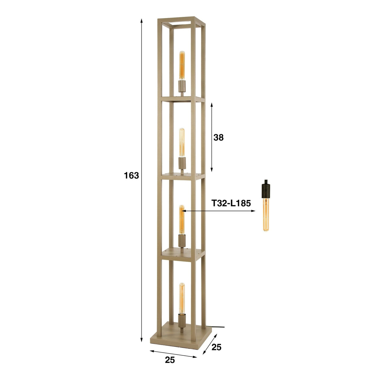 Design Stehlampe Nova 4-flammig - Beige - 160 cm
