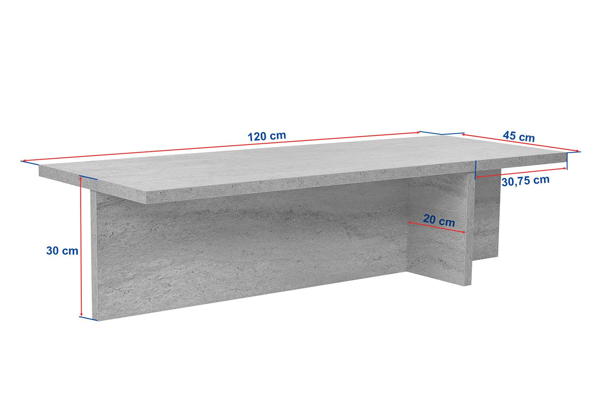 Rechteckiger Couchtisch Portland Eiche Melamin 120x45x30 cm