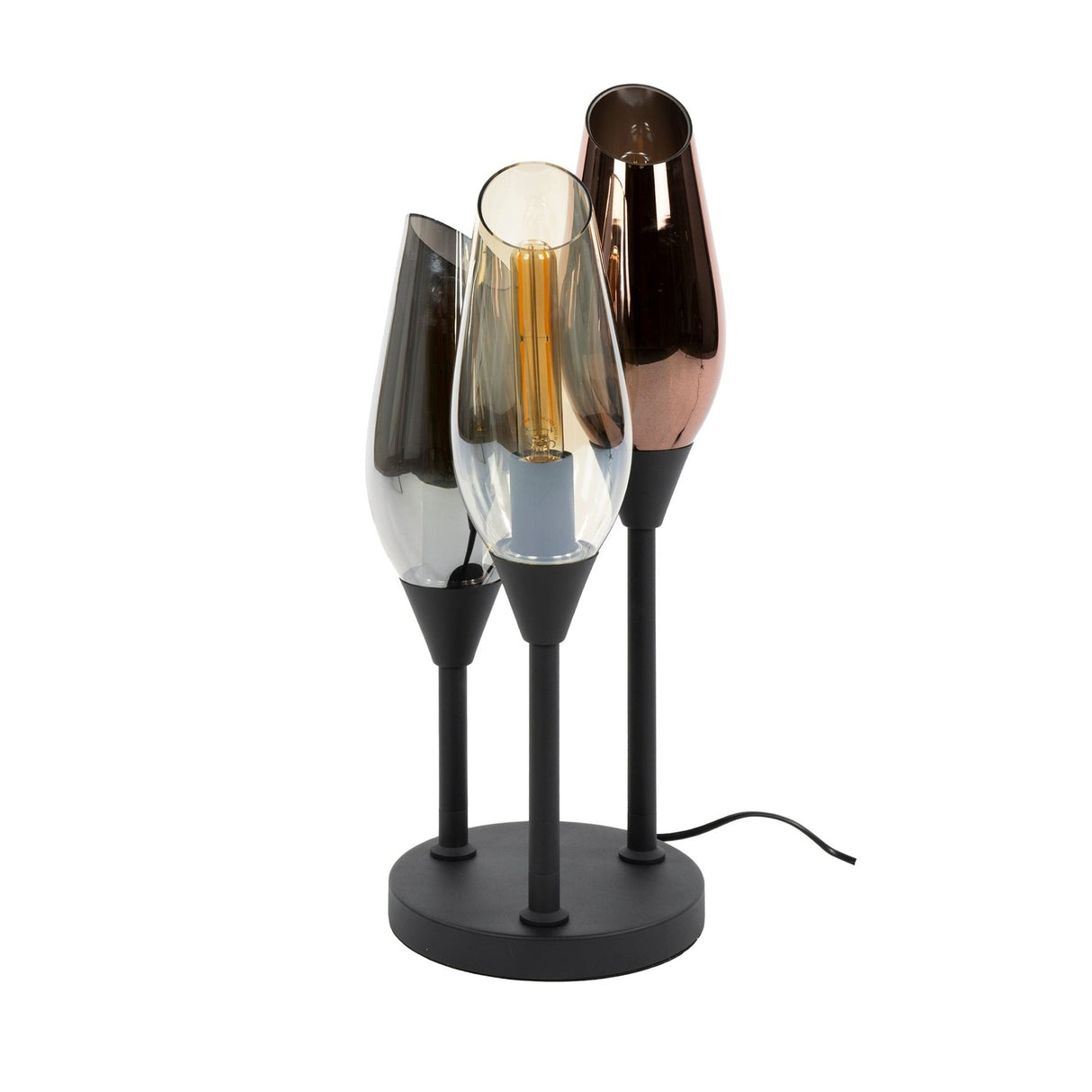 Nora 3-lichtige Tischlampe schwarz