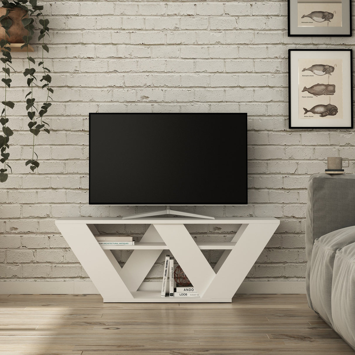 TV-Möbel Pipralla White Melamin 110x40x30 cm