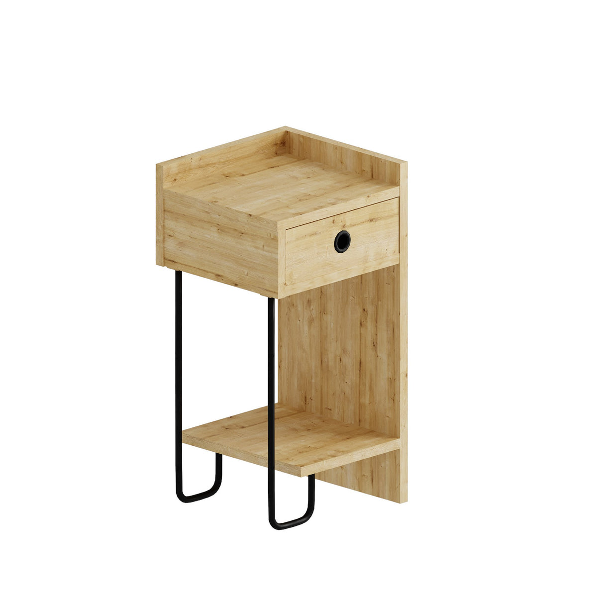 Nachtkastjes - Nachtkastje Eik Melamine - Met lade - Rechts - 32x61x30 cm - Sirius - Dimehouse