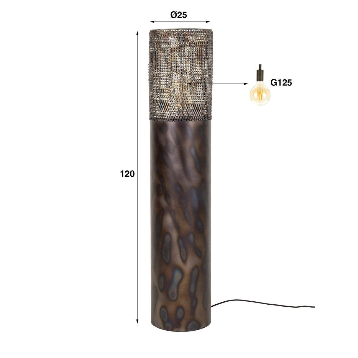 Stehlampe Zylinder Brick 120 cm schwarz braun