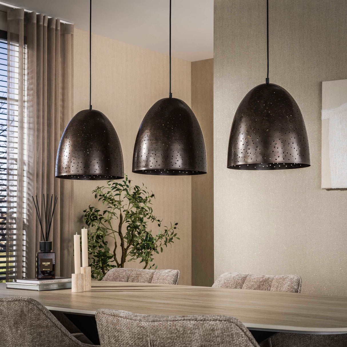 Industriell Hängelampe Kylian 3-Licht Metallbraun