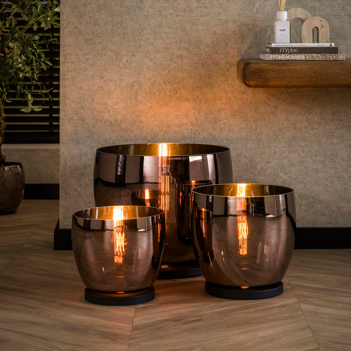 Stehlampe Dain UP L Kupferfarbenes Glas