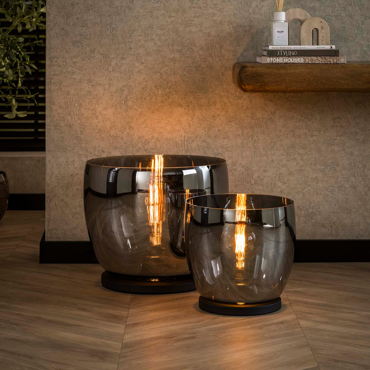 Stehlampe Dain UP XL Chromfarbiges Glas