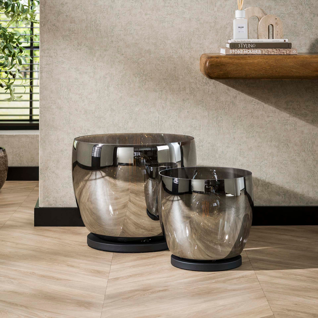 Stehlampe Dain UP XL Chromfarbiges Glas