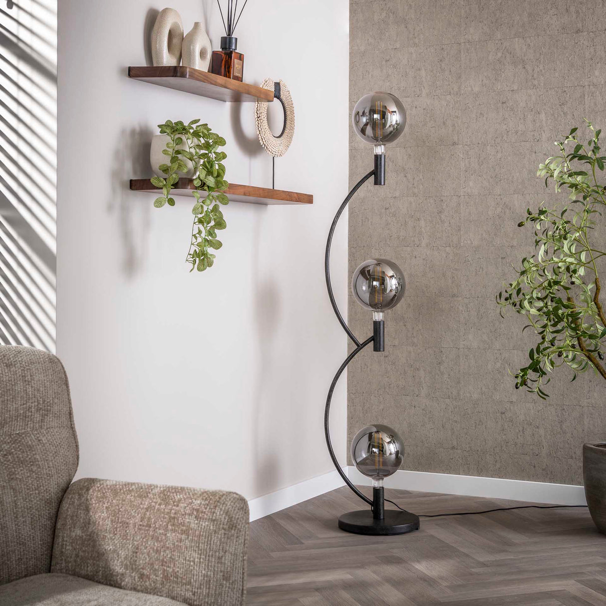 Bodenlampe Niro 3-Licht schwarz