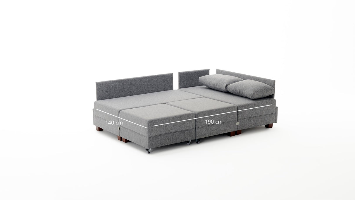 Banken - Slaapbank taupe stof - XXL 280 x 210 - Links - Fly - Dimehouse