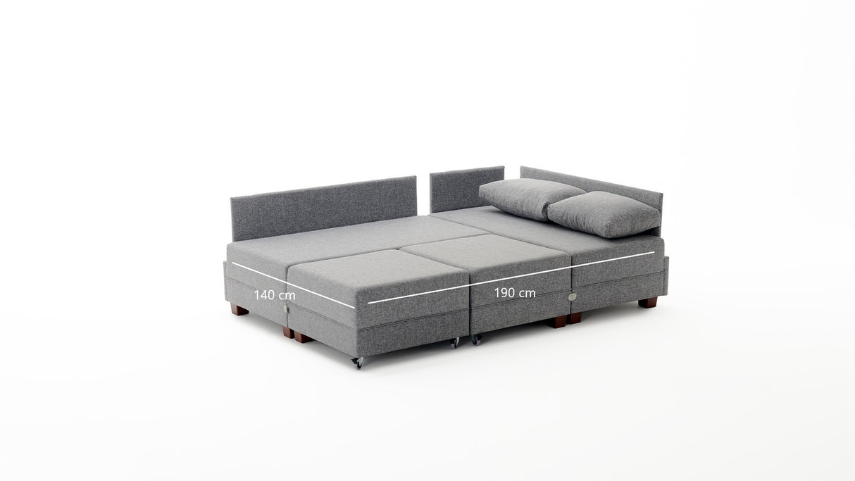 Banken - Slaapbank taupe stof - XXL 280 x 210 - Rechts - Fly - Dimehouse