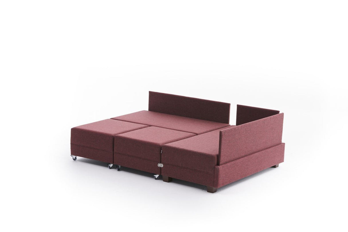 Banken - Slaapbank rood stof - XXL 280 x 210 - Rechts - Fly - Dimehouse