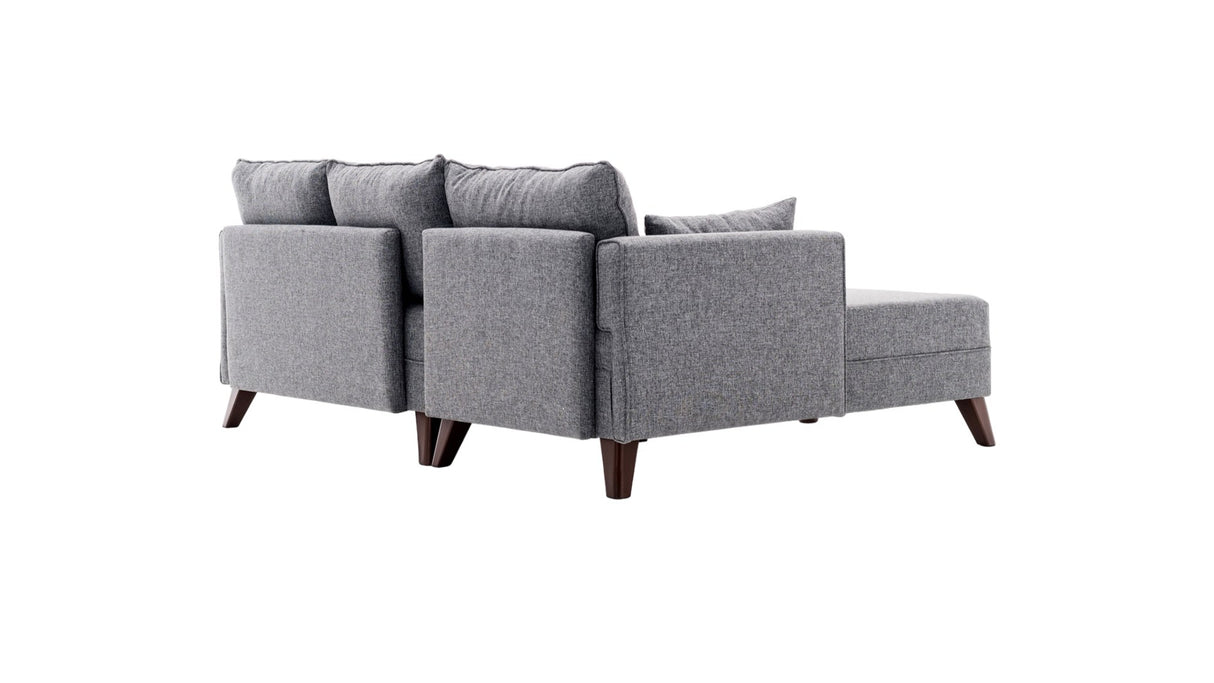 Schlafsofa aus grauem Stoff - 2-Sitzer - inklusive Hocker - linksseitig - Bella