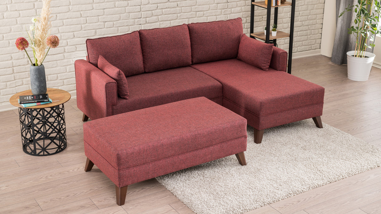 Ecksofa mit Schlaffunktion Rechts Bella Claret Red