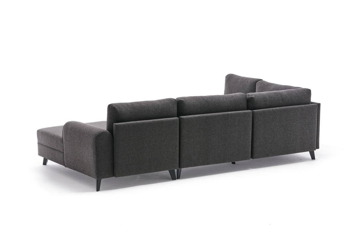 Schlafsofa anthrazitfarbener Stoff – U-Sofa – XXL 300 × 202 × 152 cm – Belen