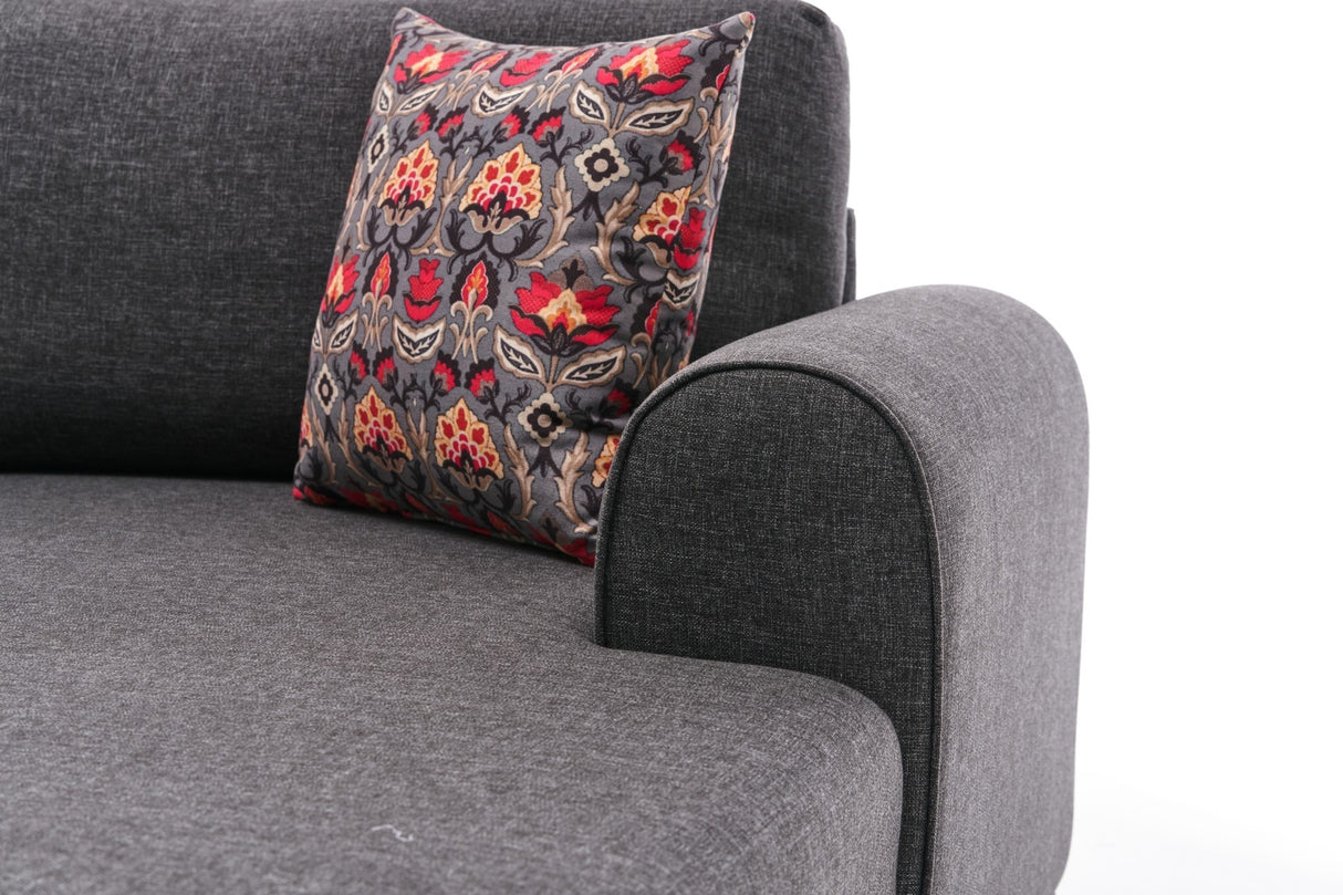 Schlafsofa anthrazitfarbener Stoff – U-Sofa – XXL 300 × 202 × 152 cm – Belen