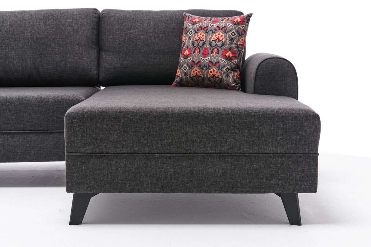 Schlafsofa anthrazitfarbener Stoff – U-Sofa – XXL 300 × 202 × 152 cm – Belen