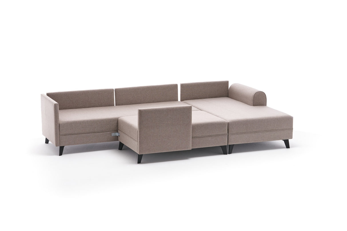 Schlafsofa beiger Stoff – U-Sofa – XXL 300 × 202 × 152 cm – Belen