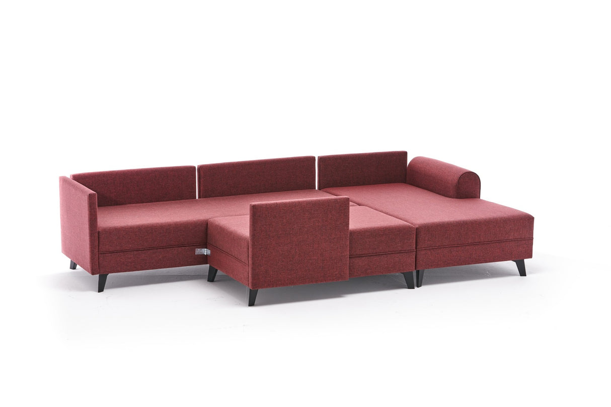 Schlafsofa roter Stoff – U-Sofa – XXL 300 × 202 × 152 cm – Belen