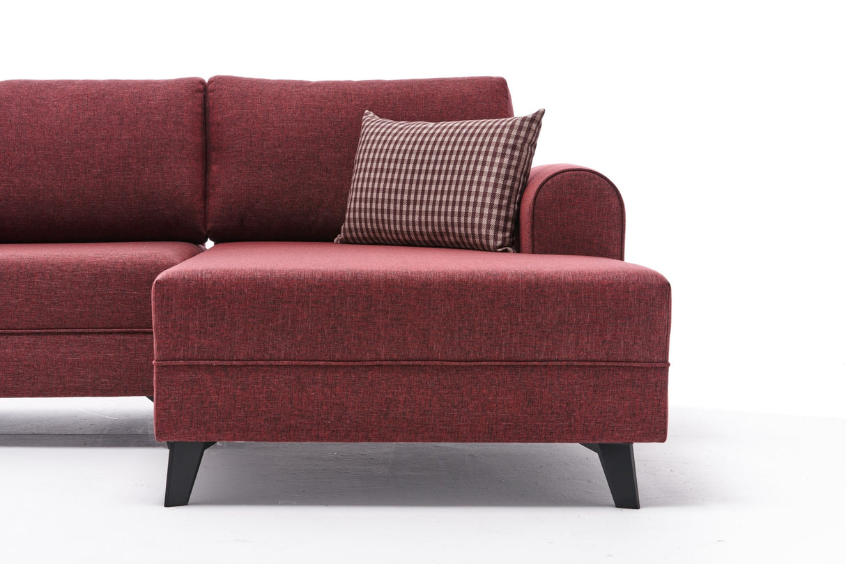 Schlafsofa roter Stoff – U-Sofa – XXL 300 × 202 × 152 cm – Belen