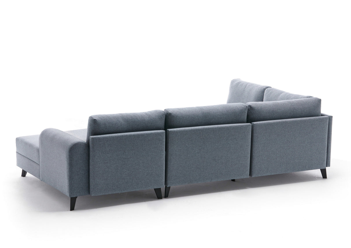 Schlafsofa blauer Stoff – U-Sofa – XXL 300 × 202 × 152 cm – Belen