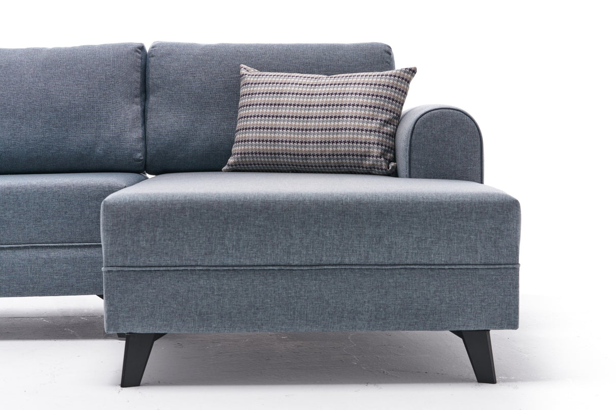 Schlafsofa blauer Stoff – U-Sofa – XXL 300 × 202 × 152 cm – Belen