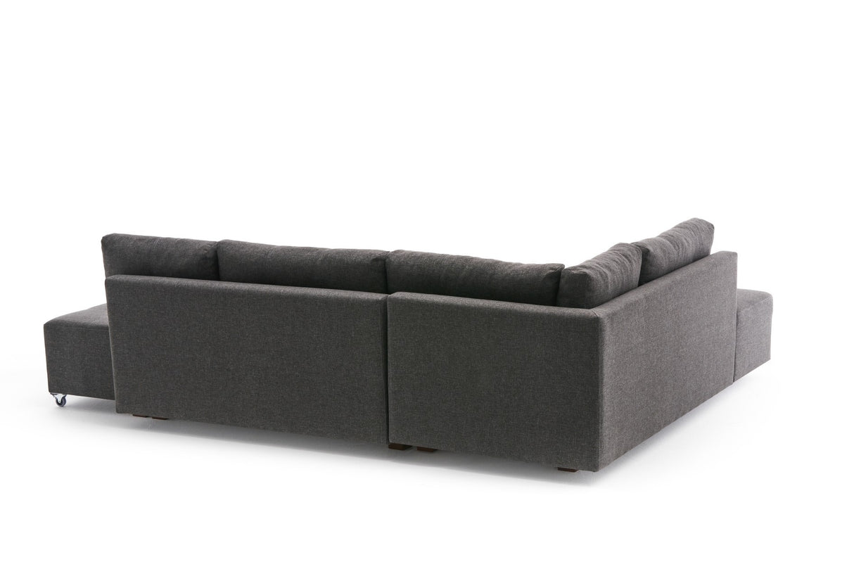 Banken - Slaapbank antraciet stof - XL 280x206 cm - met wielen - Links - Manama - Dimehouse