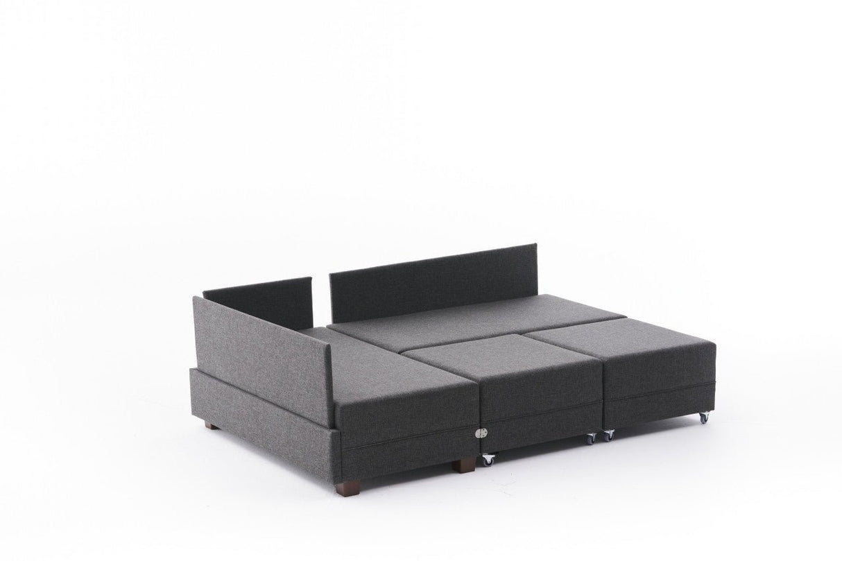 Banken - Slaapbank antraciet stof - XXL 280 x 210 - Links - Fly - Dimehouse