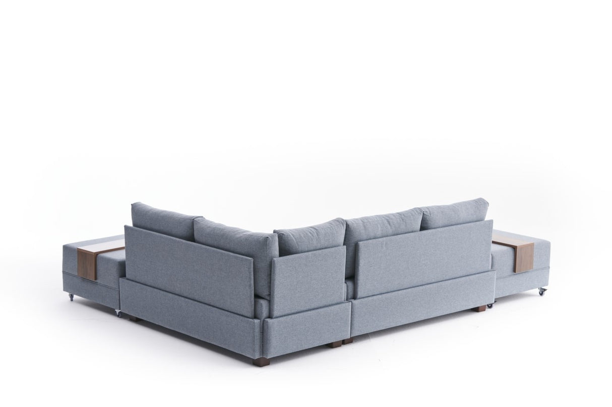 Banken - Slaapbank blauw stof - XXL 280 x 210 - Rechts - Fly - Dimehouse
