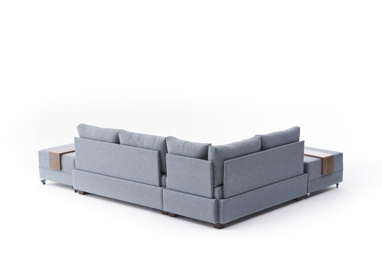Banken - Slaapbank blauw stof - XXL 280 x 210 - Links - Fly - Dimehouse