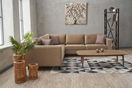Ecksofa Kale Velvet Crème - fünf Personen