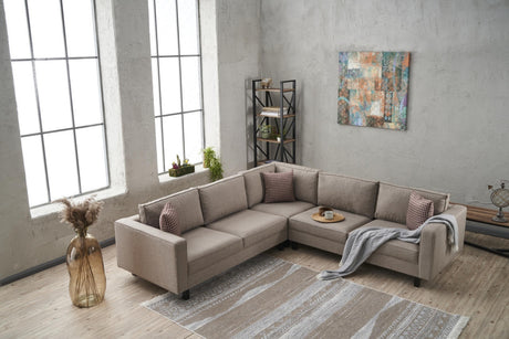 Ecksofa Kale Stoff Creme - fünf Personen