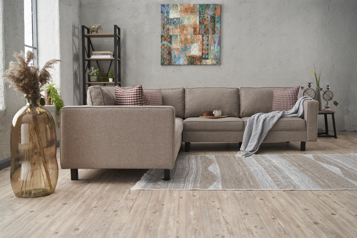 Ecksofa Kale Stoff Creme - fünf Personen