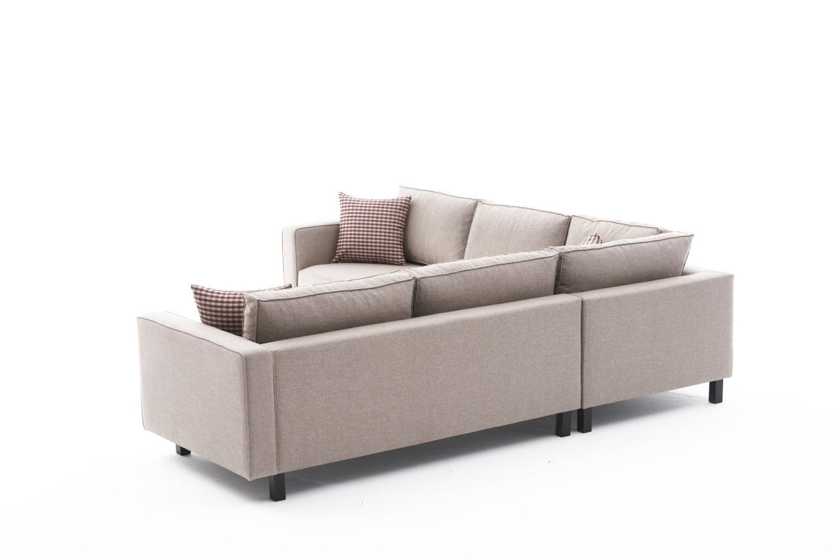 Ecksofa Kale Stoff Creme - fünf Personen