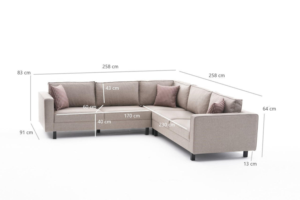 Ecksofa Kale Stoff Creme - fünf Personen
