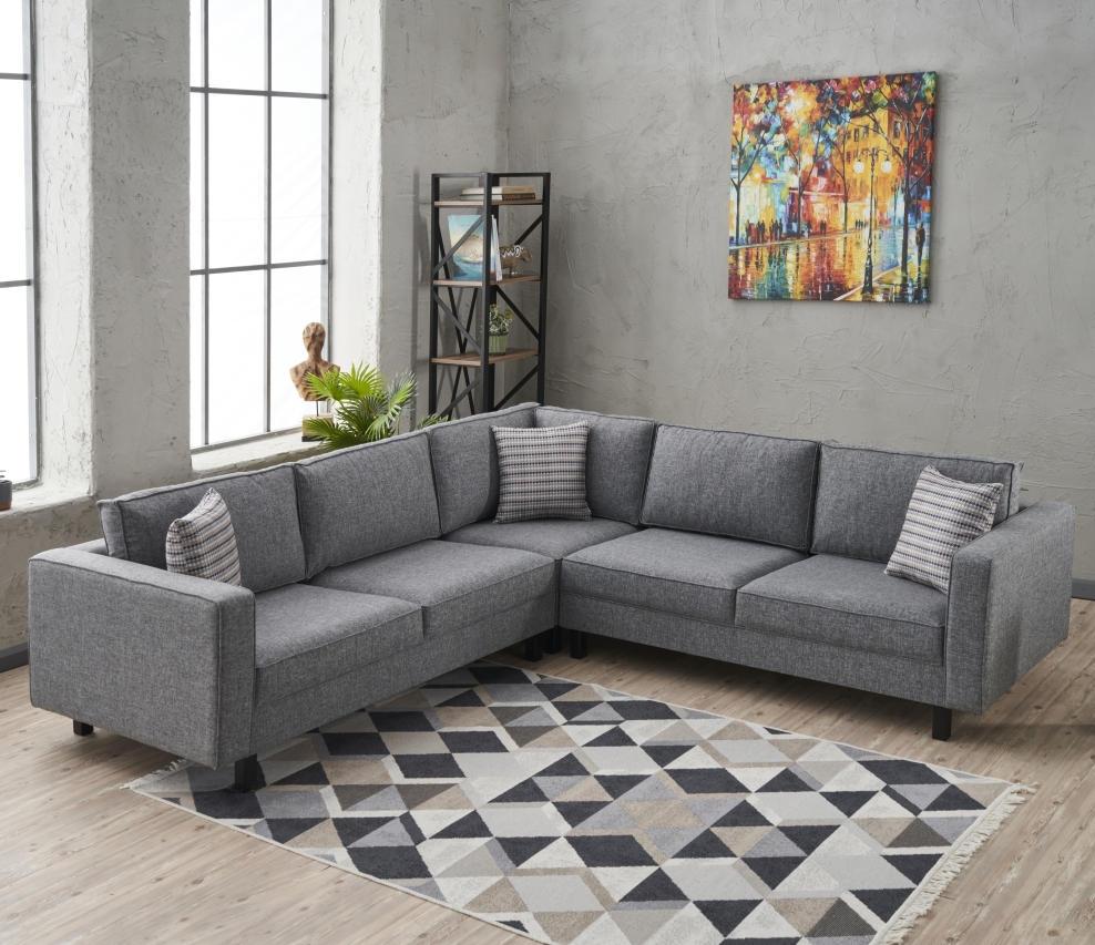 Ecksofa Bare Fabric Grey – fünf Personen
