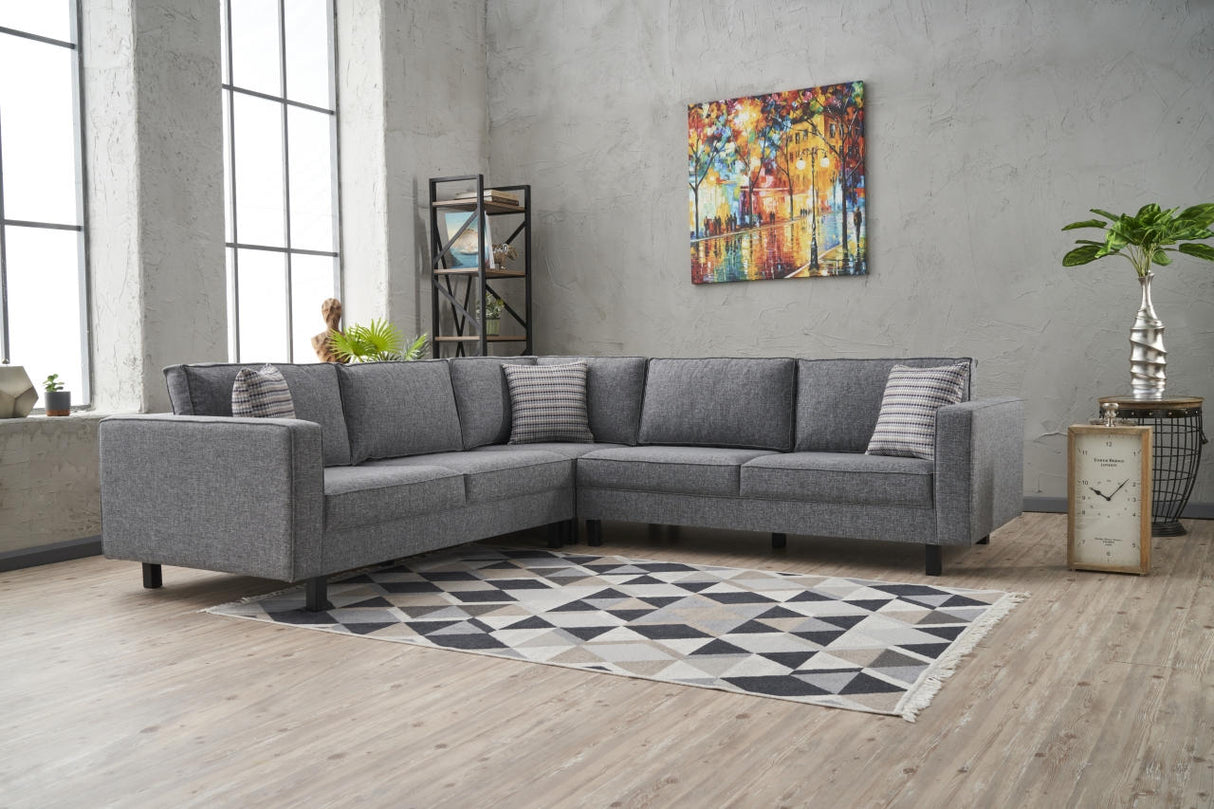 Ecksofa Bare Fabric Grey – fünf Personen