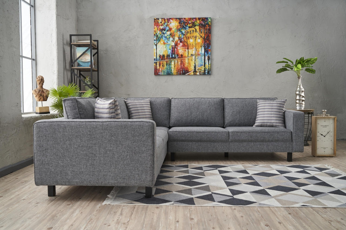 Ecksofa Bare Fabric Grey – fünf Personen
