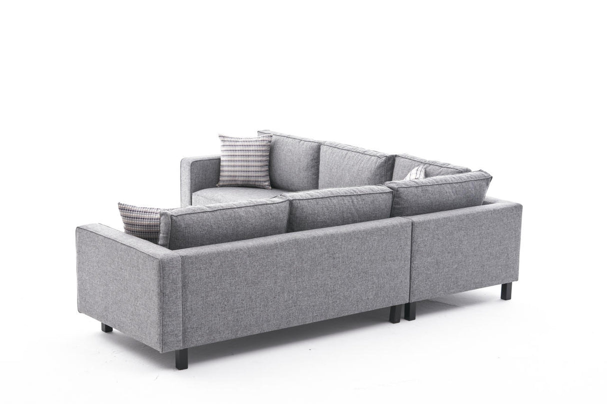 Ecksofa Bare Fabric Grey – fünf Personen