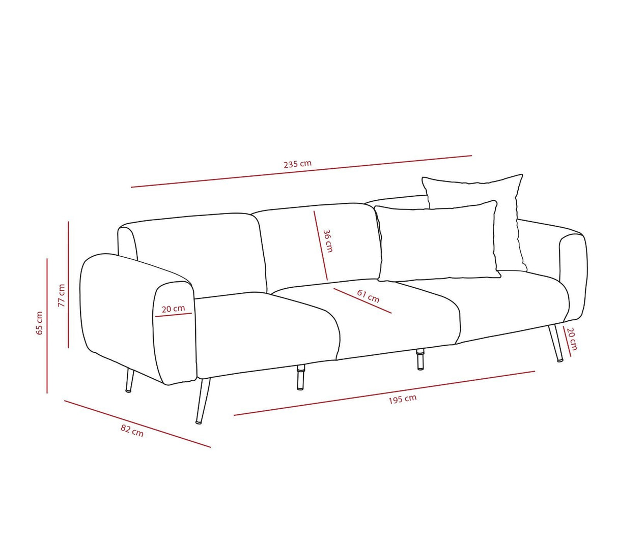 3-sitzer Sofa Beilagencreme