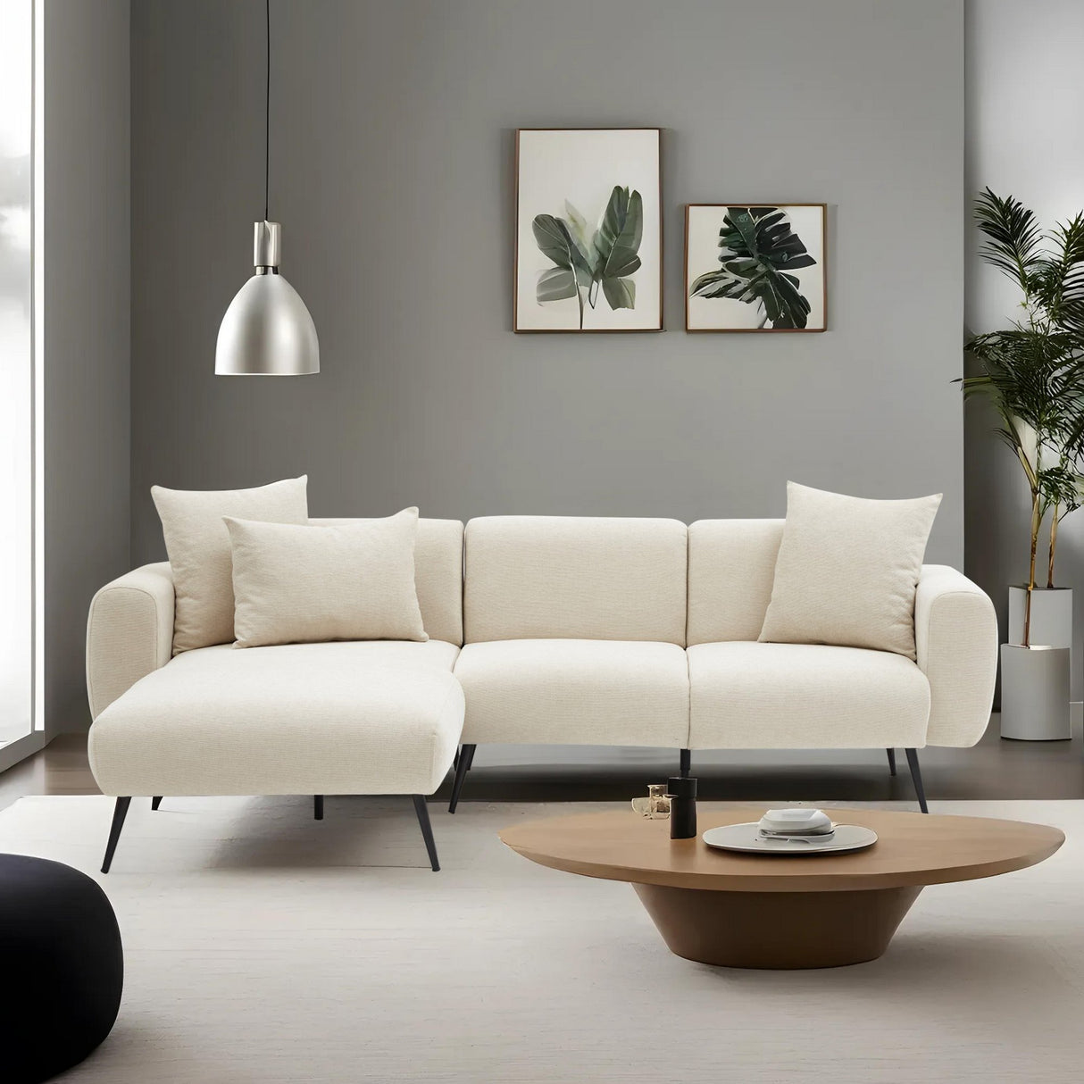 Ecksofa links Side Creme