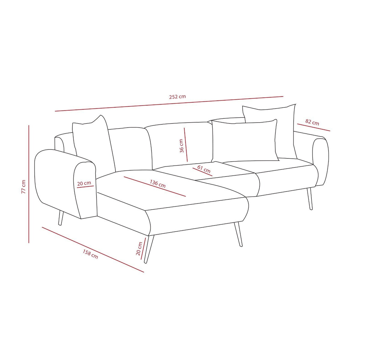 Ecksofa links Side Creme