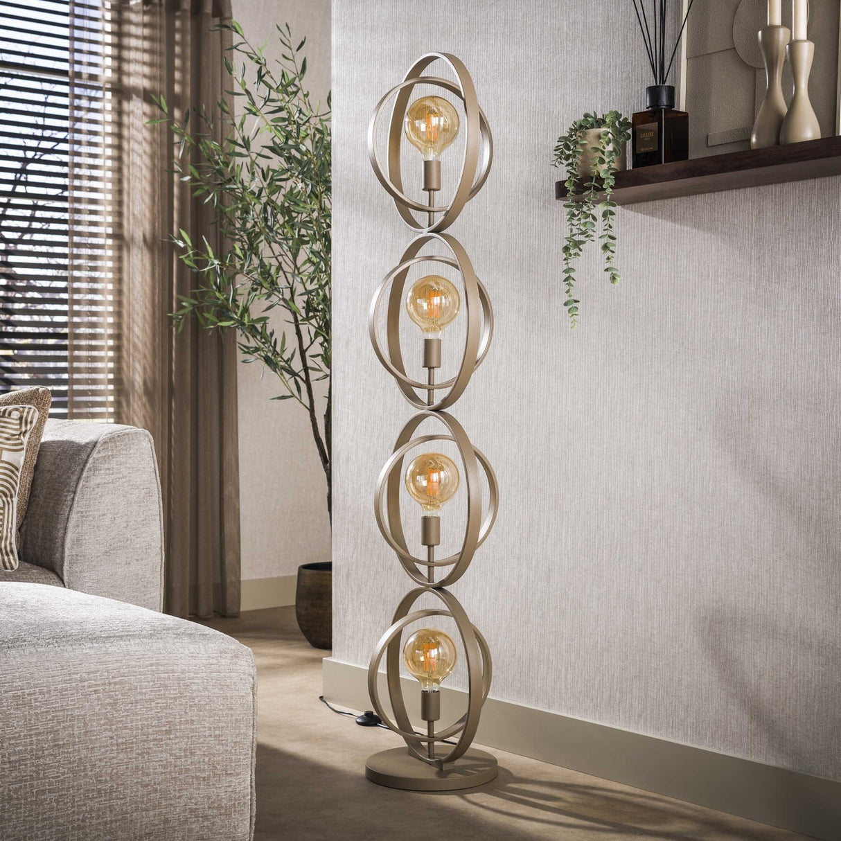 Moderne Vloerlamp Beige Otan 4-lichts
