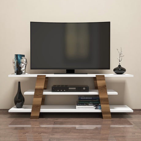 TV-Möbel Blume Walnuss weißes Melamin 120x42x33.6 cm