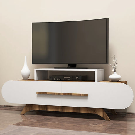 TV-Möbel Rose Walnuss weißes Melamin 145x49.8x36,8 cm