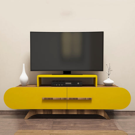 TV-Möbel Rose Walnuss gelbes Melamin 145x49.8x36,8 cm